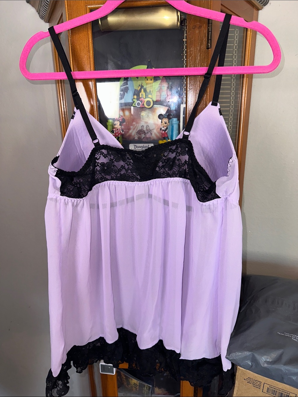Apt. 9 Lavender Chemise with Black Lace Trim - Picture 4 of 4